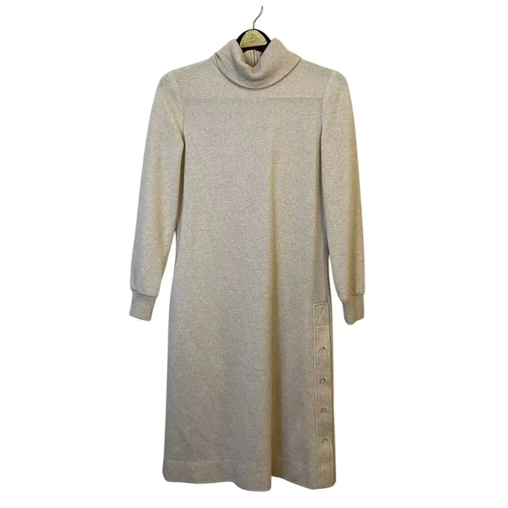 Vintage 1960s Fred Rothschild Off‎ White Long Slv Simple Sweater Dress Size 10